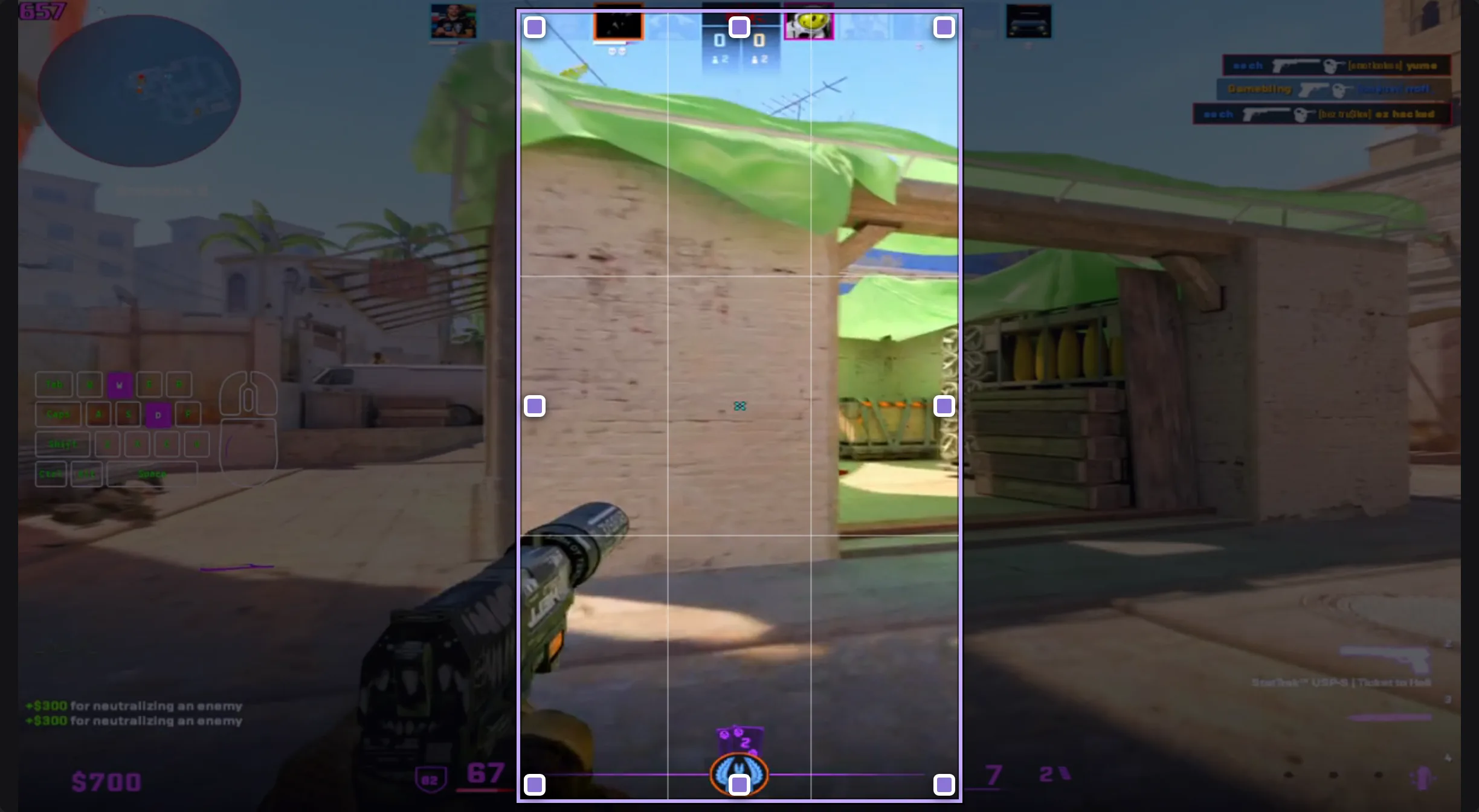 The preview with a 9:16 crop frame and its handles over a 16:9 video.